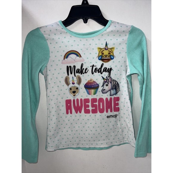 Other - Emoji Shirt Youth 10/12 Teal Long Sleeve Pajama Shirt